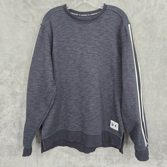 Under Armour Mens M Essential Fleece Heritage Crew Sweatshirt Grey Black 1996 UA - Picture 12 of 14